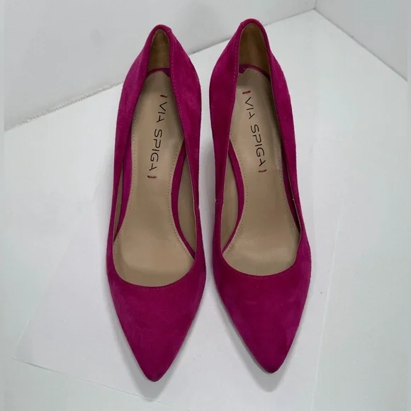 Vince Camuto (Via Spiga) Fuchsia Suede Stiletto Heels – Size 6M - Picture 3 of 9